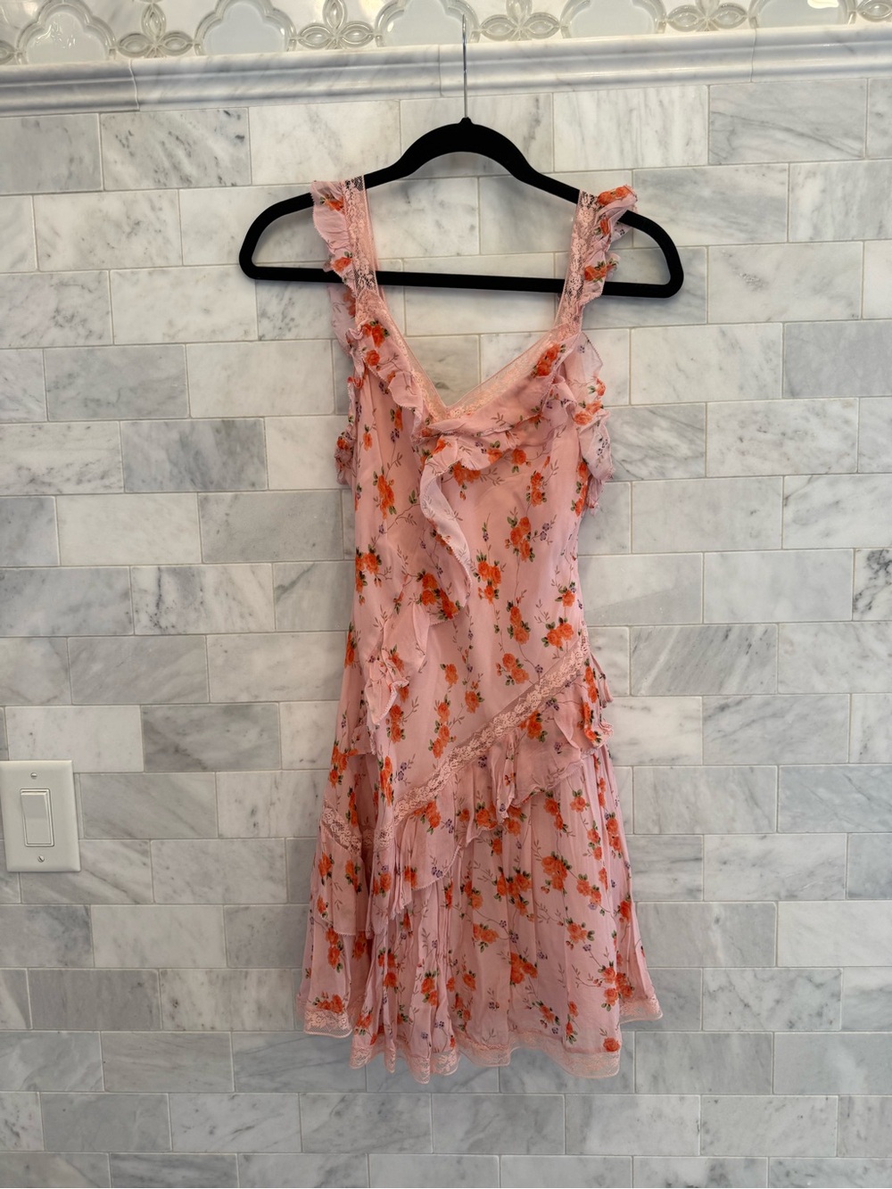NWOT LoveShackFancy Serima tiered floral lace mini dress